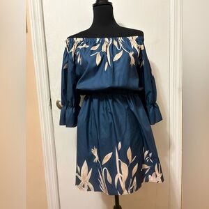 Elegant Blue Off-Shoulder Dress